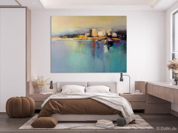 Abstract Landscape Paintings, Palette Knife Canvas Art, Extra Large Canvas Painting for Dining Room, Original Canvas Wall Art Paintings-HomePaintingDecor