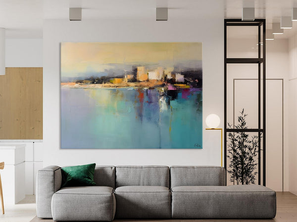 Abstract Landscape Paintings, Palette Knife Canvas Art, Extra Large Canvas Painting for Dining Room, Original Canvas Wall Art Paintings-HomePaintingDecor