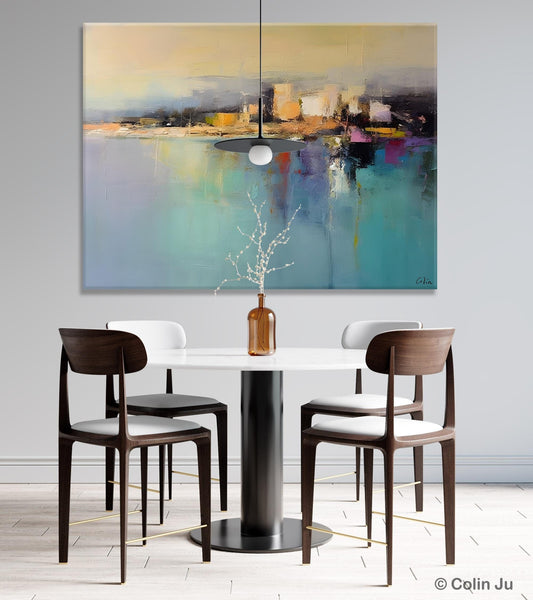 Abstract Landscape Paintings, Palette Knife Canvas Art, Extra Large Canvas Painting for Dining Room, Original Canvas Wall Art Paintings-HomePaintingDecor