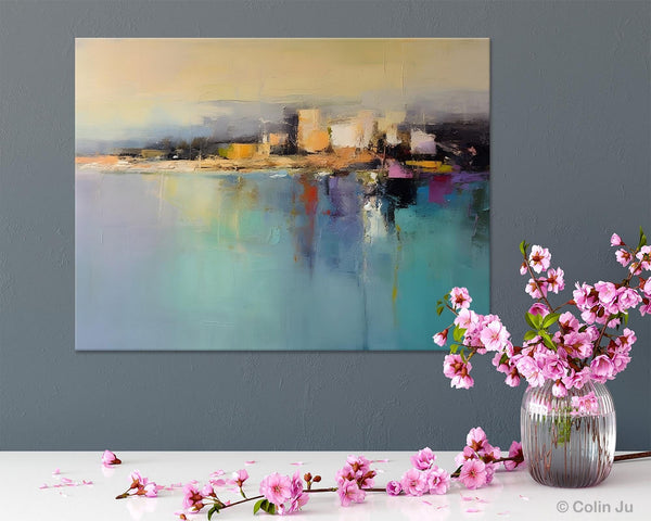 Abstract Landscape Paintings, Palette Knife Canvas Art, Extra Large Canvas Painting for Dining Room, Original Canvas Wall Art Paintings-HomePaintingDecor
