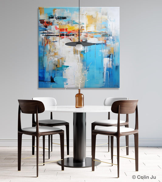 Blue Abstract Painting for Bedroom, Original Modern Wall Paintings, Contemporary Canvas Art, Modern Acrylic Artwork, Buy Paintings Online