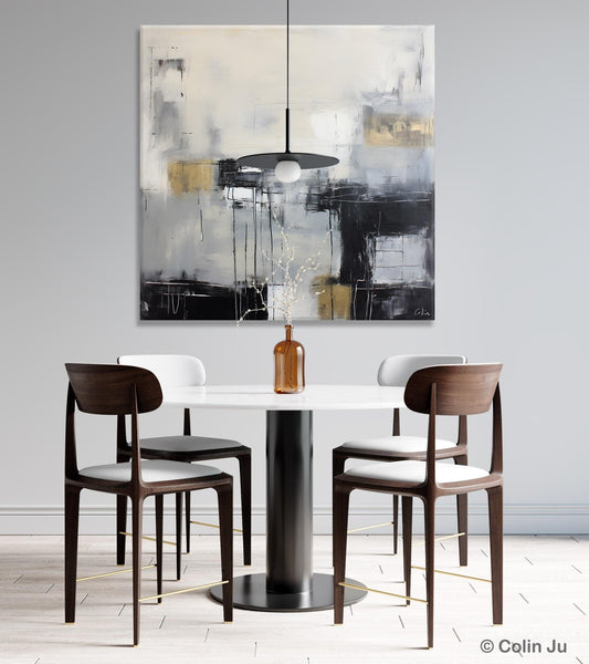Modern Acrylic Artwork, Contemporary Canvas Artwork, Original Modern Wall Art, Black Canvas Paintings, Large Abstract Painting for Bedroom-HomePaintingDecor