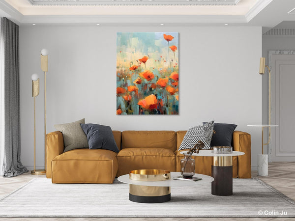 Flower Canvas Paintings, Flower Field Painting, Large Original Landscape Painting for Bedroom, Acrylic Paintings on Canvas, Hand Painted Art-HomePaintingDecor