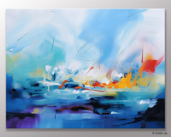 Hand Painted Canvas Art, Blue Original Wall Art Painting for Bedroom, Extra Large Modern Canvas Paintings, Acrylic Paintings on Canvas-HomePaintingDecor