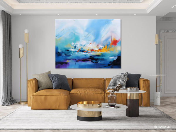 Hand Painted Canvas Art, Blue Original Wall Art Painting for Bedroom, Extra Large Modern Canvas Paintings, Acrylic Paintings on Canvas-HomePaintingDecor