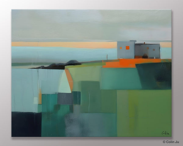 Large Original Canvas Wall Art, Contemporary Landscape Paintings, Extra Large Acrylic Painting for Dining Room, Abstract Painting on Canvas-HomePaintingDecor