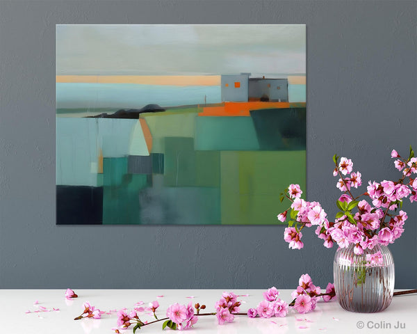 Large Original Canvas Wall Art, Contemporary Landscape Paintings, Extra Large Acrylic Painting for Dining Room, Abstract Painting on Canvas-HomePaintingDecor
