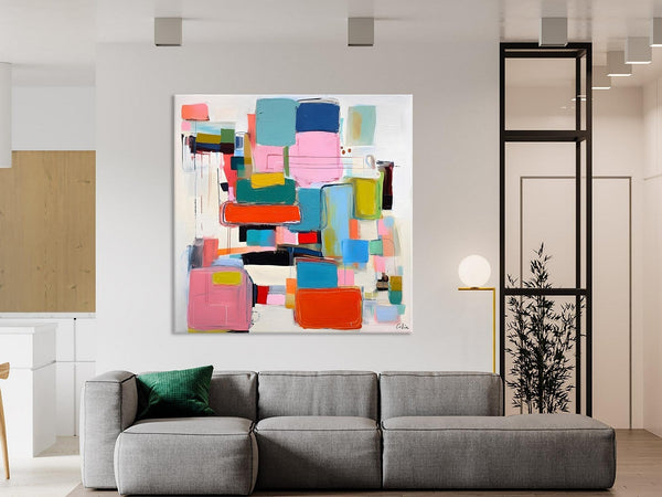 Original Abstract Wall Art, Geometric Modern Acrylic Art, Large Abstract Art for Bedroom, Modern Canvas Paintings, Contemporary Canvas Art-HomePaintingDecor
