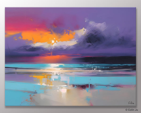 Abstract Landscape Paintings, Modern Abstract Wall Art, Extra Large Canvas Painting for Dining Room, Original Canvas Wall Art Paintings-HomePaintingDecor