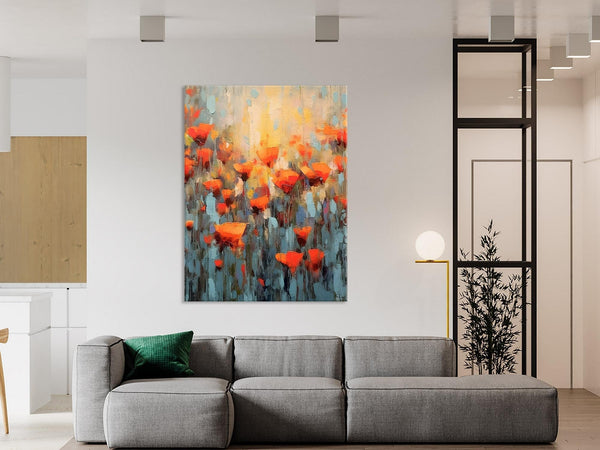 Flower Abstract Painting, Heavy Texture Wall Art, Acrylic Painting on Canvas, Canvas Painting Ideas for Dining Room, Original Abstract Art-HomePaintingDecor