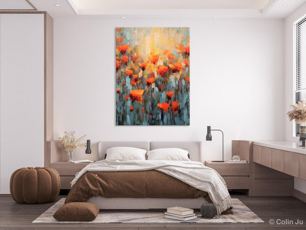 Flower Abstract Painting, Heavy Texture Wall Art, Acrylic Painting on Canvas, Canvas Painting Ideas for Dining Room, Original Abstract Art-HomePaintingDecor