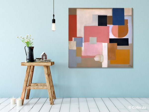 Geometric Abstract Art, Original Abstract Wall Art, Contemporary Acrylic Paintings, Hand Painted Canvas Art, Large Abstract Art for Bedroom-HomePaintingDecor