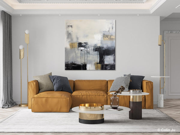 Modern Acrylic Artwork, Contemporary Canvas Artwork, Original Modern Wall Art, Black Canvas Paintings, Large Abstract Painting for Bedroom-HomePaintingDecor
