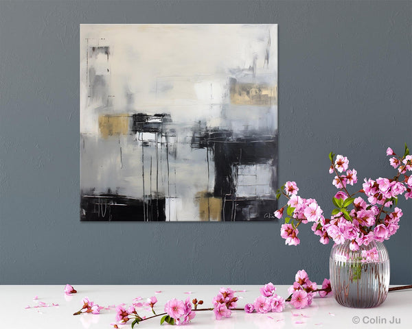 Modern Acrylic Artwork, Contemporary Canvas Artwork, Original Modern Wall Art, Black Canvas Paintings, Large Abstract Painting for Bedroom-HomePaintingDecor