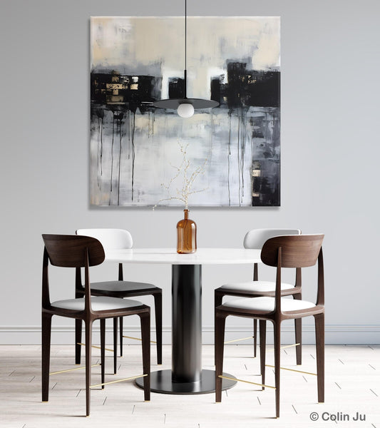 Contemporary Canvas Art, Black Acrylic Artwork, Original Abstract Wall Art, Hand Painted Canvas Art, Extra Large Abstract Painting for Sale-HomePaintingDecor