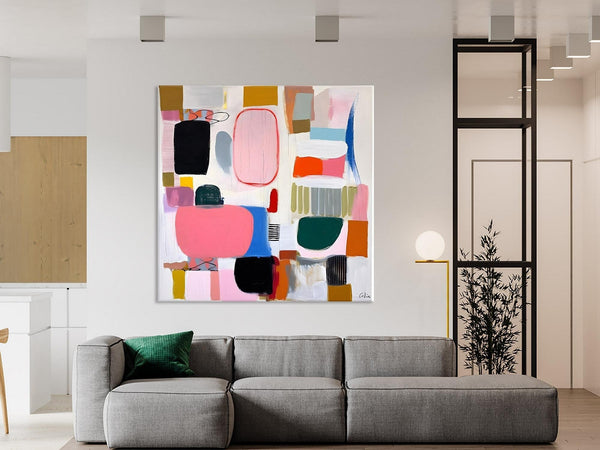Geometric Modern Acrylic Art, Modern Original Abstract Art, Large Wall Art for Bedroom, Canvas Paintings for Sale, Contemporary Canvas Art-HomePaintingDecor