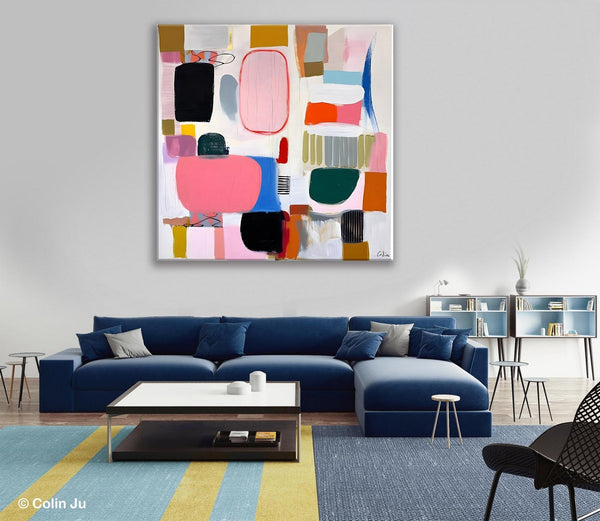 Geometric Modern Acrylic Art, Modern Original Abstract Art, Large Wall Art for Bedroom, Canvas Paintings for Sale, Contemporary Canvas Art-HomePaintingDecor