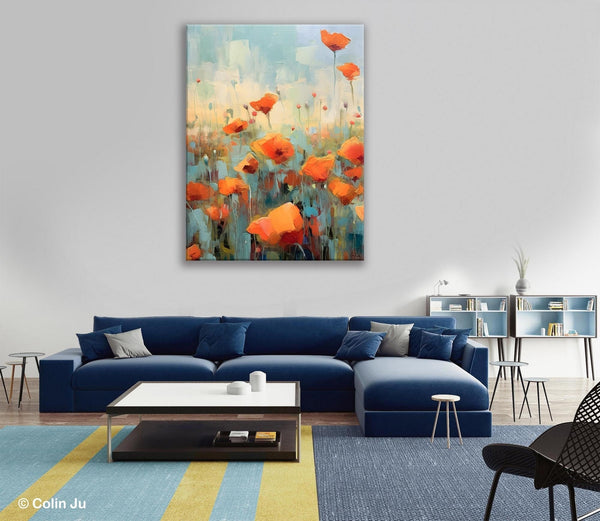 Flower Canvas Paintings, Flower Field Painting, Large Original Landscape Painting for Bedroom, Acrylic Paintings on Canvas, Hand Painted Art-HomePaintingDecor