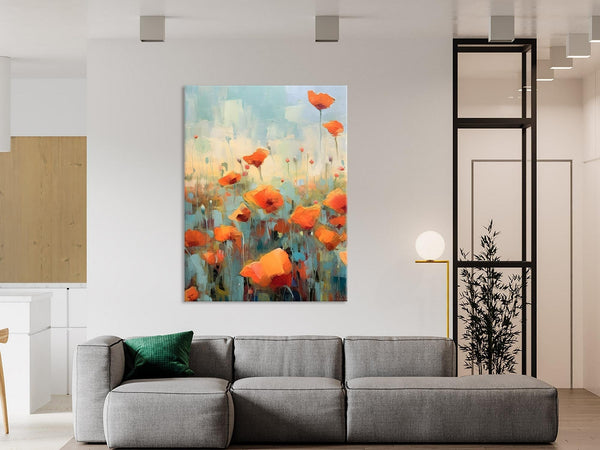 Flower Canvas Paintings, Flower Field Painting, Large Original Landscape Painting for Bedroom, Acrylic Paintings on Canvas, Hand Painted Art-HomePaintingDecor