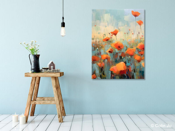 Flower Canvas Paintings, Flower Field Painting, Large Original Landscape Painting for Bedroom, Acrylic Paintings on Canvas, Hand Painted Art-HomePaintingDecor