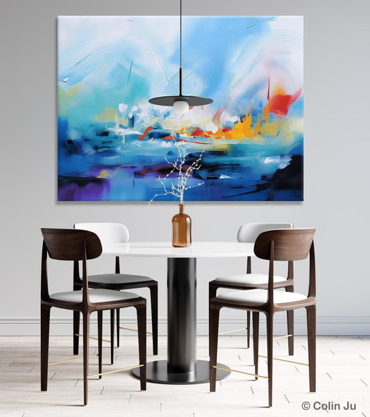 Hand Painted Canvas Art, Blue Original Wall Art Painting for Bedroom, Extra Large Modern Canvas Paintings, Acrylic Paintings on Canvas-HomePaintingDecor