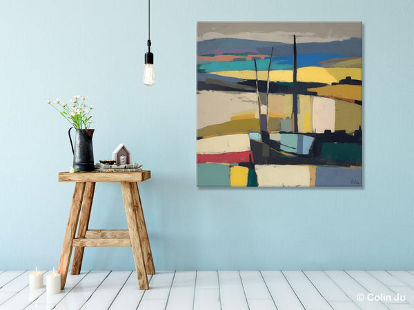Landscape Canvas Art, Original Abstract Art, Hand Painted Canvas Art, Abstract Landscape Painting, Large Abstract Painting for Living Room