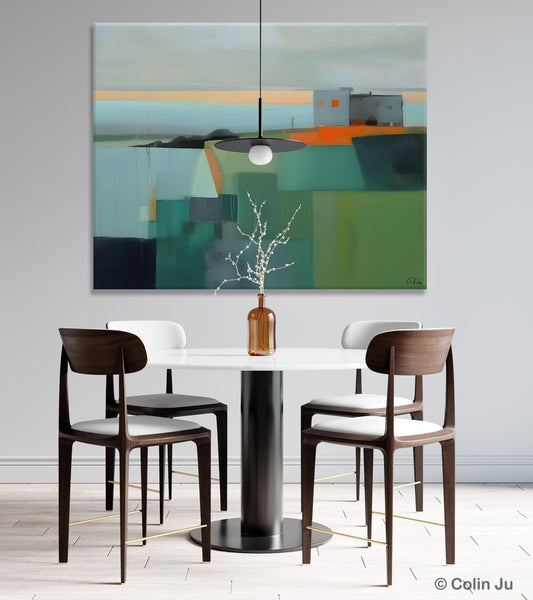 Large Original Canvas Wall Art, Contemporary Landscape Paintings, Extra Large Acrylic Painting for Dining Room, Abstract Painting on Canvas-HomePaintingDecor