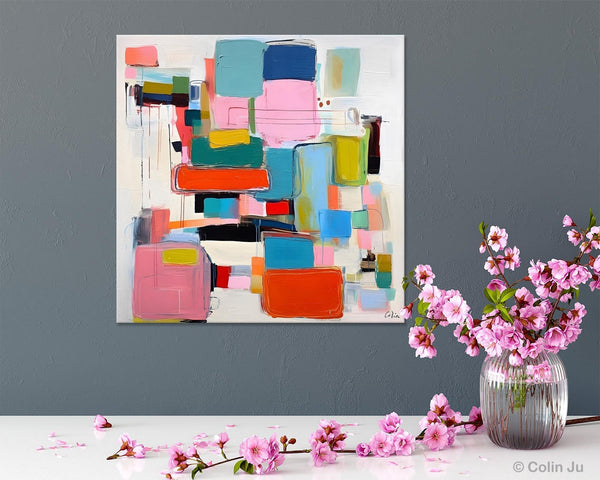 Original Abstract Wall Art, Geometric Modern Acrylic Art, Large Abstract Art for Bedroom, Modern Canvas Paintings, Contemporary Canvas Art-HomePaintingDecor