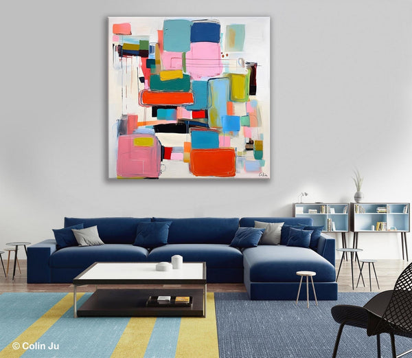 Original Abstract Wall Art, Geometric Modern Acrylic Art, Large Abstract Art for Bedroom, Modern Canvas Paintings, Contemporary Canvas Art-HomePaintingDecor