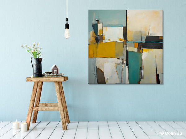 Abstract Painting for Bedroom, Original Modern Wall Art Paintings, Geometric Modern Acrylic Paintings, Oversized Contemporary Canvas Art-HomePaintingDecor
