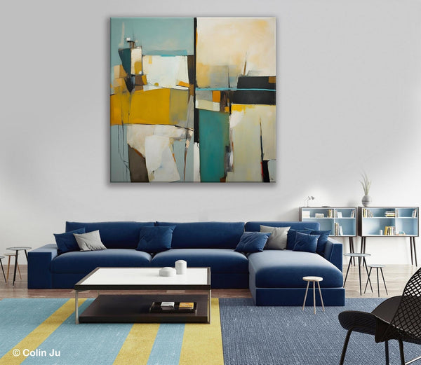 Abstract Painting for Bedroom, Original Modern Wall Art Paintings, Geometric Modern Acrylic Paintings, Oversized Contemporary Canvas Art-HomePaintingDecor