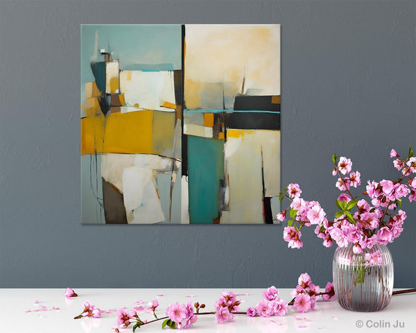 Abstract Painting for Bedroom, Original Modern Wall Art Paintings, Geometric Modern Acrylic Paintings, Oversized Contemporary Canvas Art-HomePaintingDecor