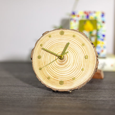 Handcrafted Pine Wood Table Clock with Magnetic Support - Eco-Friendly Elegance - One of A Kind - Precision Movement, Ideal Gift Option-HomePaintingDecor
