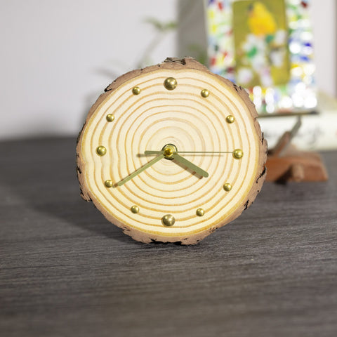 Eco-Friendly Wooden Desk Clock - Handmade Pine Wood with Magnetic Support - Unique Handcrafted Table Clock - Artisan Design Silent Movement-HomePaintingDecor