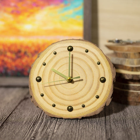 Handcrafted Pine Wood Desktop Clock: Eco-Friendly Artisanal Silent, and Perfectly Gift-Wrapped for Loved Ones - Modern Home Decor-HomePaintingDecor