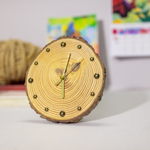 Unique Handcrafted Pine Wood Table Clock - Rustic Minimalist Home Decor Accent - Sustainable Materials, Perfect Gift Option - Artisan-Made-HomePaintingDecor