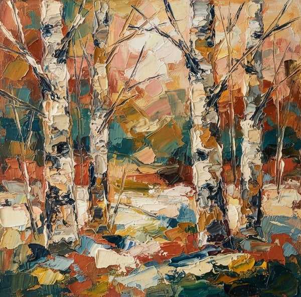 Original Landscape Paintings, Hand Painted Canvas Art, Miniature Canvas Art, Winter Birch Forest Tree Painting, Original Oil Paintings, Buy Small Artwork Online