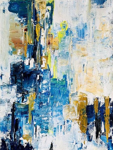 Living Room Abstract Paintings, Blue Modern Abstract Painting, Large Acrylic Canvas Paintings, Large Wall Art Ideas, Impasto Painting-HomePaintingDecor