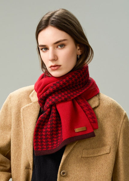 Fashion Designer Scarf, Modern Wool Scarf for Women, Casual Scarf for Women, Cold Weather Scarf, Red Winter Scarf, Soft Cashmere Scarf for Women-HomePaintingDecor