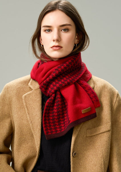 Fashion Designer Scarf, Modern Wool Scarf for Women, Casual Scarf for Women, Cold Weather Scarf, Red Winter Scarf, Soft Cashmere Scarf for Women-HomePaintingDecor