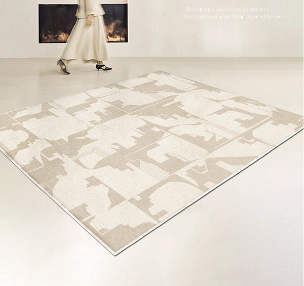 Soft Modern Rug for Living Room, Large Modern Rugs for Living Room, Bedroom Floor Rugs, Geometric Contemporary Rugs for Dining Room-HomePaintingDecor