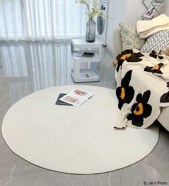 Bedroom Abstract Modern Area Rugs, Contemporary Modern Rug for Living Room, Geometric Round Rugs for Dining Room, Circular Modern Rugs under Chairs-HomePaintingDecor