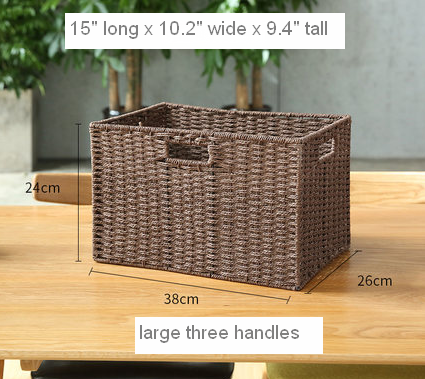 Large Woven Straw Storage Basket, Storage Basket for Bedroom, Rectangle Storage Basket, Picnic Storage Basket, Storage Basket for Toys-HomePaintingDecor