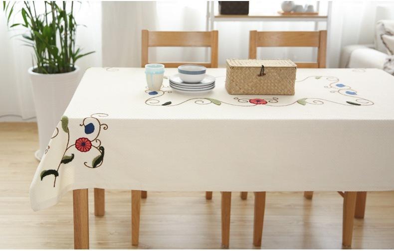 Modern Table Cover for Dining Table, Cotton Embroidered Rectangle Tablecloth for Kitchen, Simple Modern Tablecloth for Tea Table, Cabinit, Bedstand-HomePaintingDecor