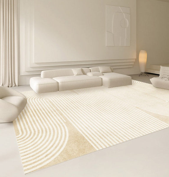 Cream Color Modern Living Room Rugs, Dining Room Modern Rugs, Thick Soft Modern Rugs for Living Room, Contemporary Rugs for Bedroom-HomePaintingDecor