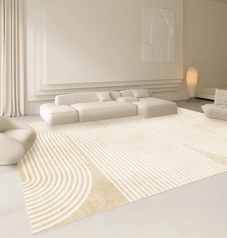Dining Room Modern Rugs, Thick Soft Modern Rugs for Living Room, Cream Color Modern Living Room Rugs, Contemporary Rugs for Bedroom-HomePaintingDecor