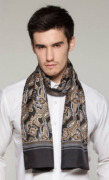 Long Men Silk Scarf, High Quality Silk Necktie, Business Silk Scarf Men, Silk Scarf For Suit, British Style Long Scarf, Luxury Silk Neck Scarf, Mens Spring Autumn Scarf, Formal Wear Silk Scarf-HomePaintingDecor