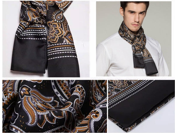 Long Men Silk Scarf, High Quality Silk Necktie, Business Silk Scarf Men, Silk Scarf For Suit, British Style Long Scarf, Luxury Silk Neck Scarf, Mens Spring Autumn Scarf, Formal Wear Silk Scarf-HomePaintingDecor