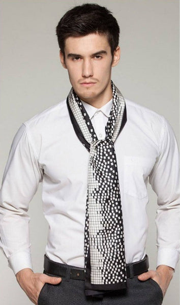 High Quality Silk Necktie, Business Silk Scarf Men, Long Men Silk Scarf, Silk Scarf For Suit, British Style Long Scarf, Luxury Silk Neck Scarf, Mens Spring Autumn Scarf, Formal Wear Silk Scarf-HomePaintingDecor