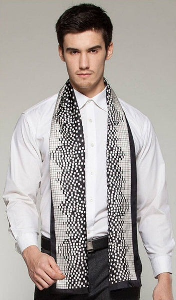 High Quality Silk Necktie, Business Silk Scarf Men, Long Men Silk Scarf, Silk Scarf For Suit, British Style Long Scarf, Luxury Silk Neck Scarf, Mens Spring Autumn Scarf, Formal Wear Silk Scarf-HomePaintingDecor